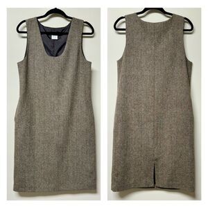 HARVE' BENARD Vintage Brown Herringbone 100% Wool Jumper Dress, Sz 6